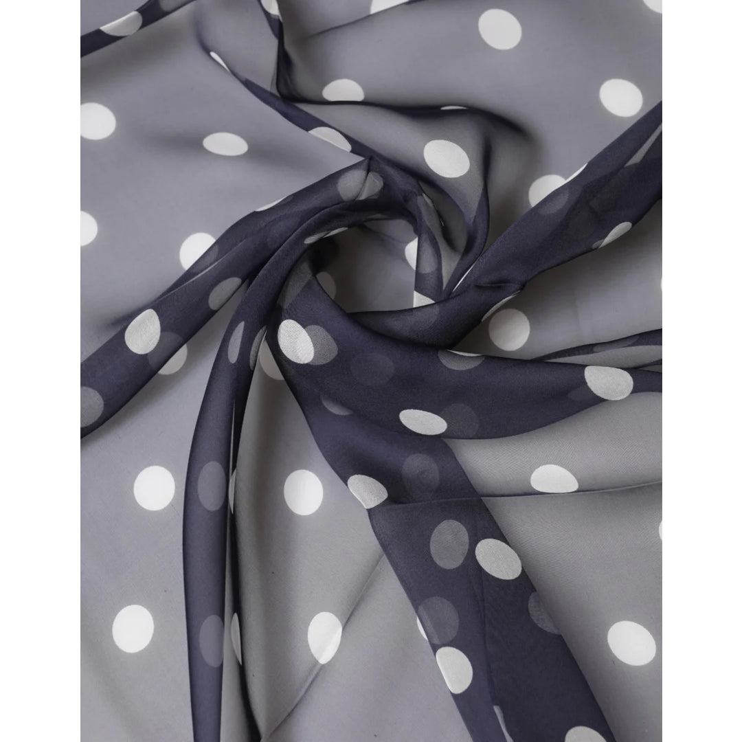 Dolce &amp; Gabbana Blue Polka Dot Silk Square Foulard 91.5cm x 89.5cm Scarf