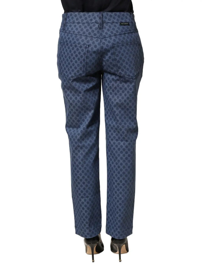 Dolce &amp; Gabbana Blue Polka Dotted Slim Fit Capri Denim Jeans