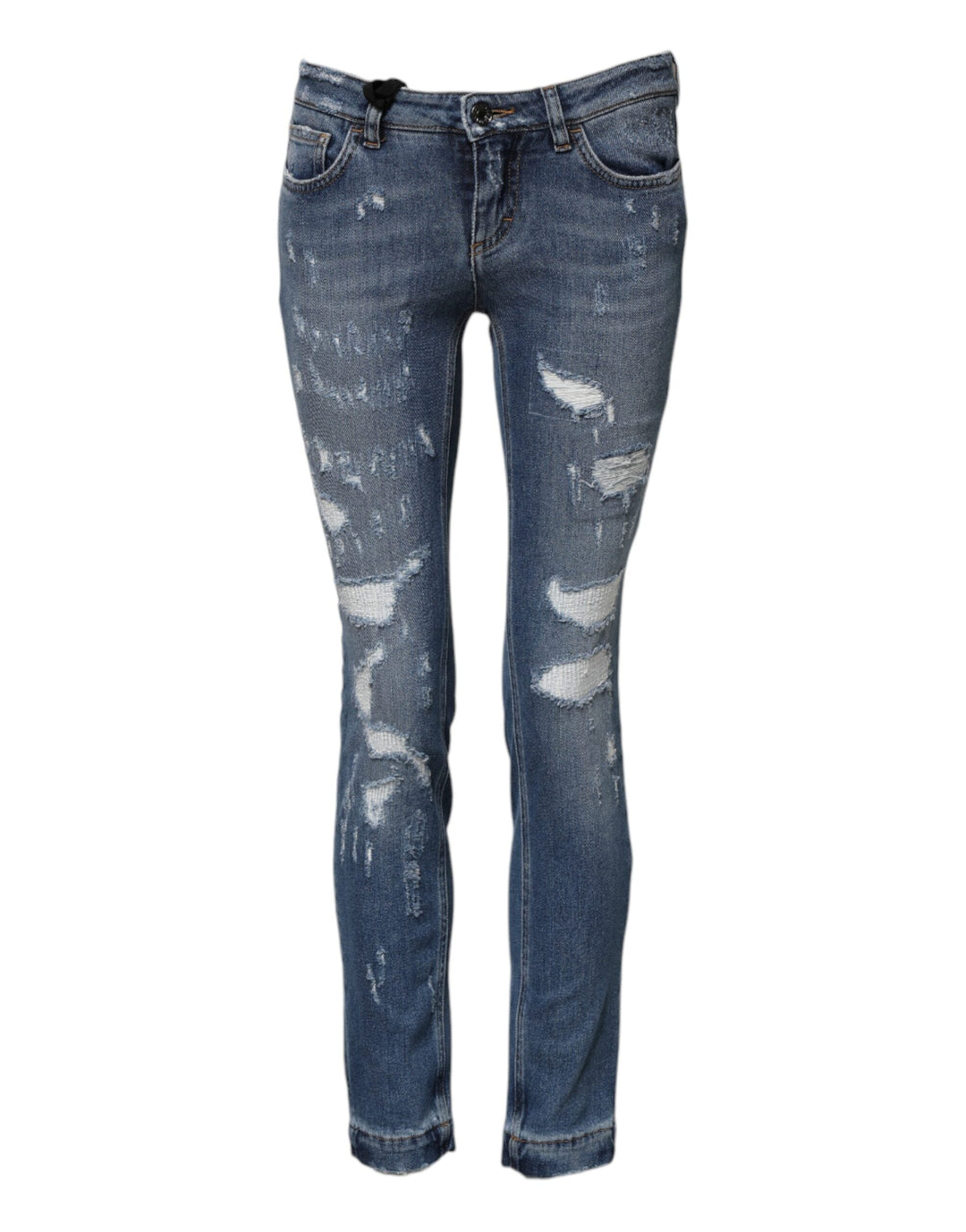 Dolce &amp; Gabbana Blue Pretty Tattered Skinny Denim Jeans