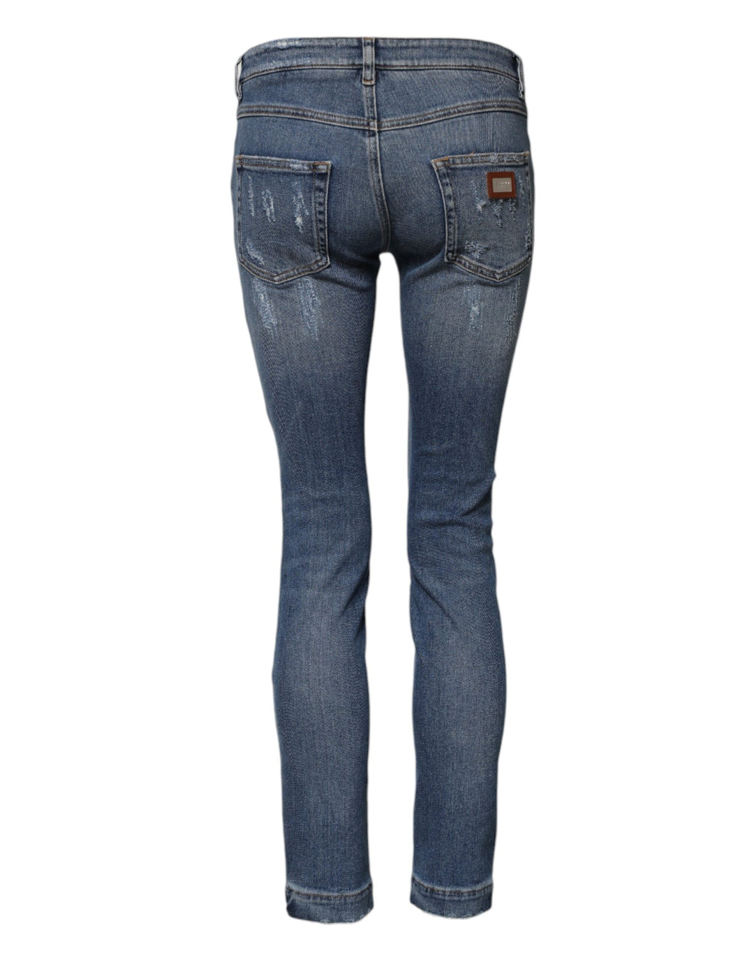 Dolce &amp; Gabbana Blue Pretty Tattered Skinny Denim Jeans