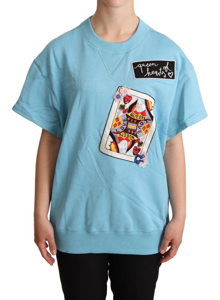 Dolce &amp; Gabbana - BLue Queen Of Hearts Card Sweater T-shirt