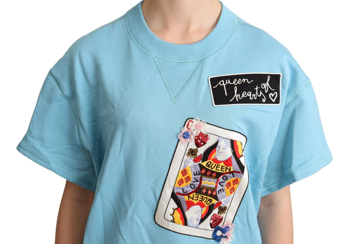 Dolce &amp; Gabbana - BLue Queen Of Hearts Card Sweater T-shirt