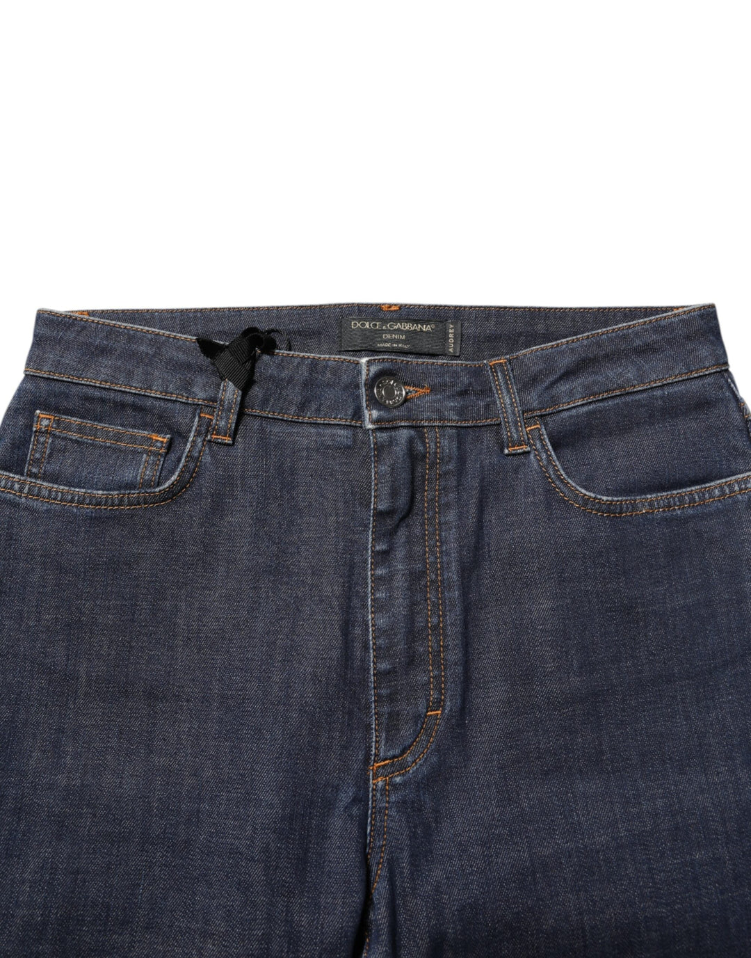 Dolce &amp; Gabbana Blue Queen Patch Audrey Mid Waist Denim Jeans