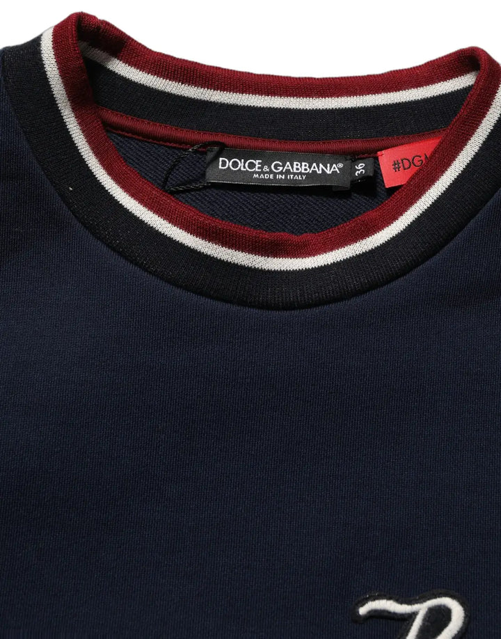 Dolce &amp; Gabbana Blue Red Paneled ’Royals’ Patch Sweatshirt Sweater
