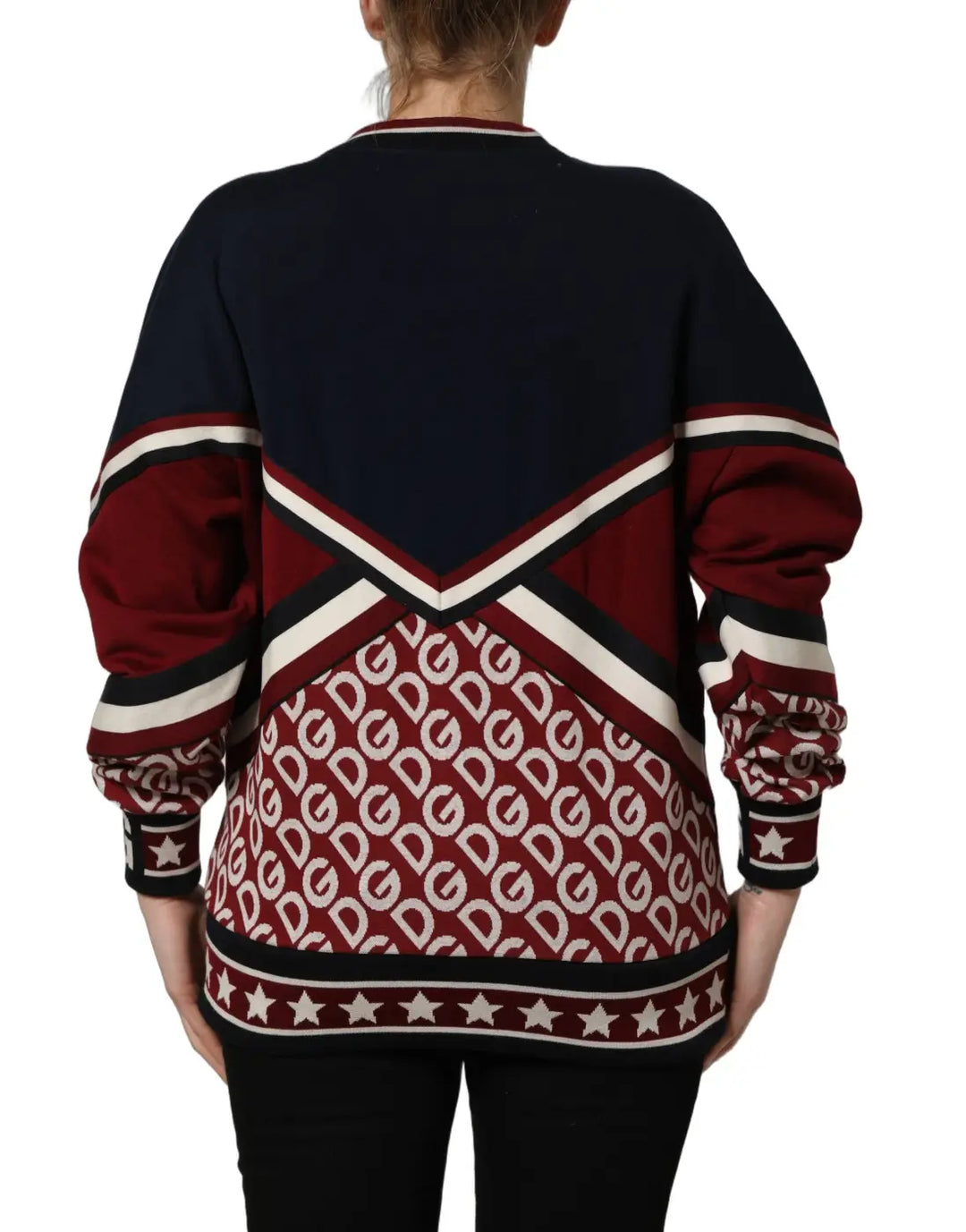 Dolce &amp; Gabbana Blue Red Paneled ’Royals’ Patch Sweatshirt Sweater
