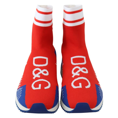 Dolce & Gabbana Blue Red Sorrento Logo Sneakers Socks Shoes