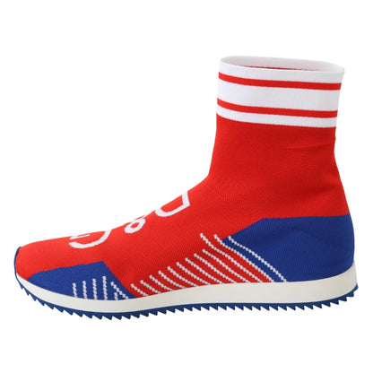 Dolce & Gabbana Blue Red Sorrento Logo Sneakers Socks Shoes