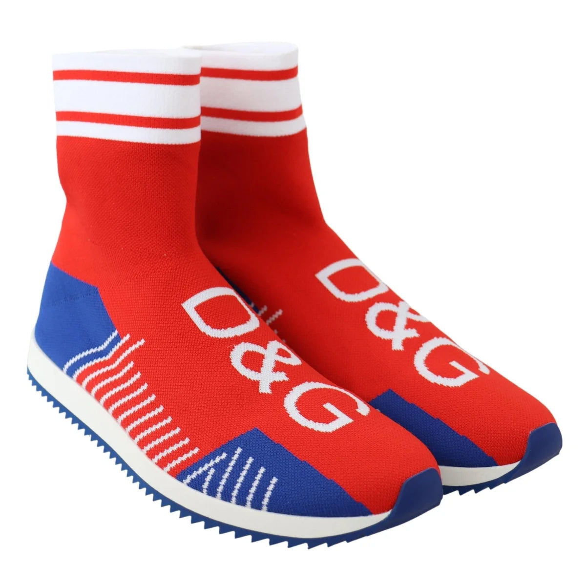 Dolce & Gabbana Blue Red Sorrento Logo Sneakers Socks Shoes