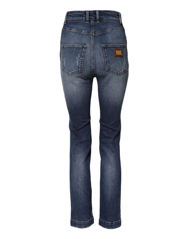 Dolce &amp; Gabbana Blue Rhinestone Embellished Denim Jeans
