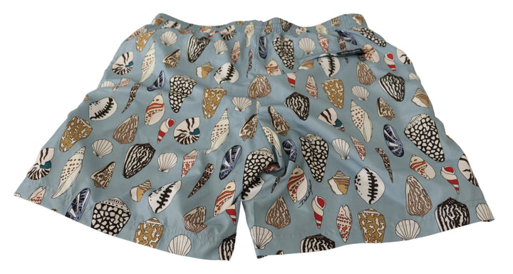 Dolce &amp; Gabbana Blue Seashell Beachwear Swimwear Shorts