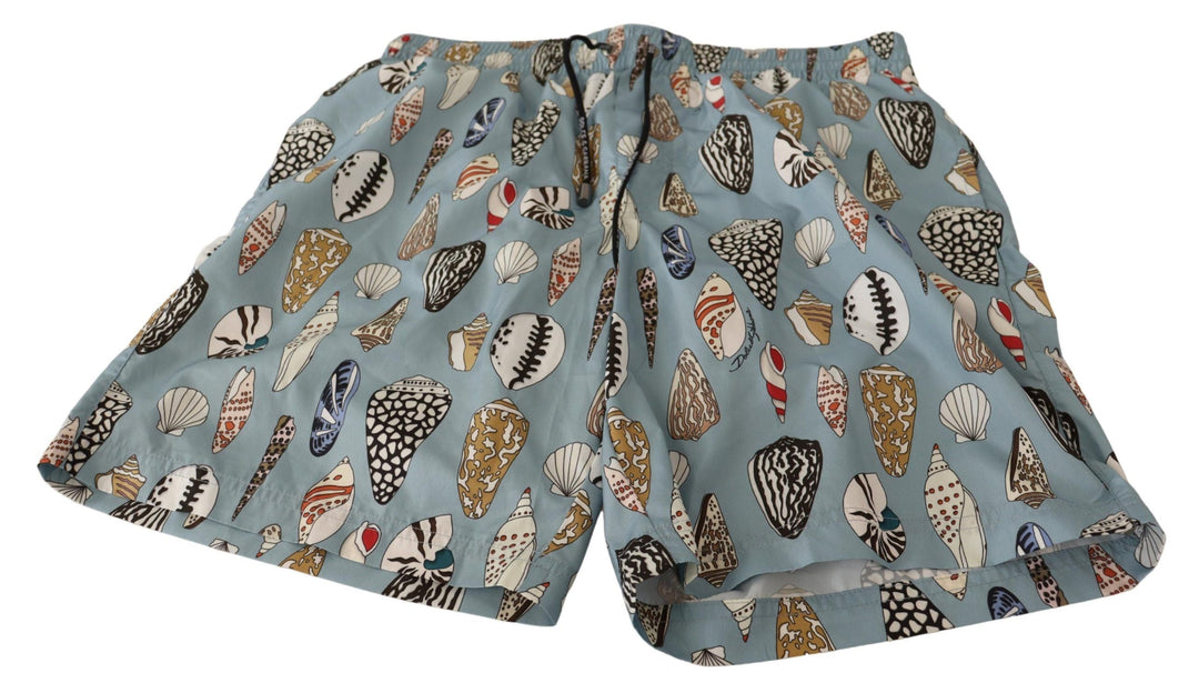 Dolce &amp; Gabbana Blue Seashell Beachwear Swimwear Shorts