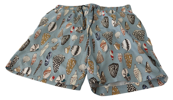 Dolce &amp; Gabbana Blue Seashell Beachwear Swimwear Shorts