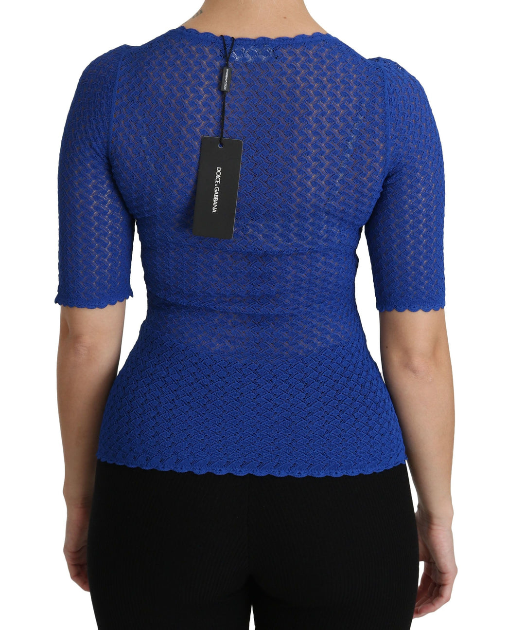 Dolce &amp; Gabbana - Blue See Through Round Neck Top Viscose Blouse