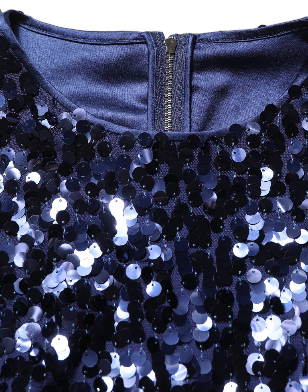 Dolce &amp; Gabbana - Blue Sequined Long Sleeves Crop Blouse Top