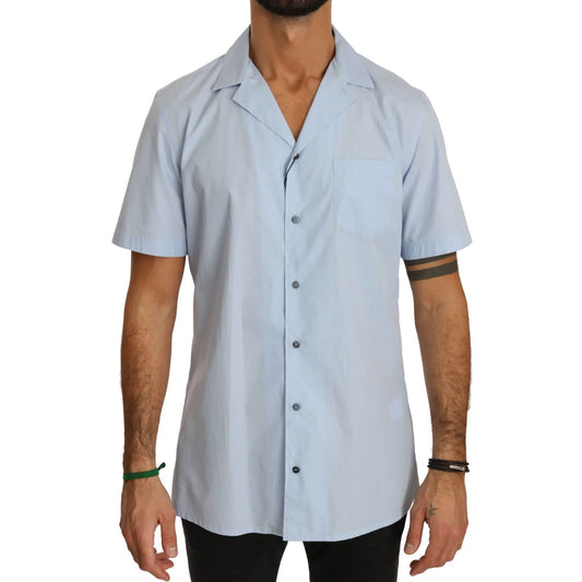 Dolce and Gabbana Blue Short Sleeve Shirt Authentic Stylish &