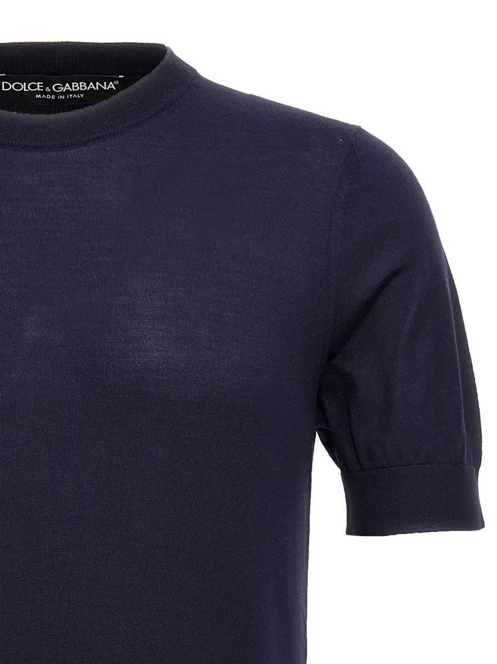 Dolce &amp; Gabbana Blue Silk Cardigan