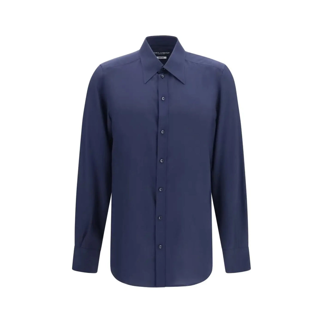 Dolce &amp; Gabbana Blue Silk Dress Shirt