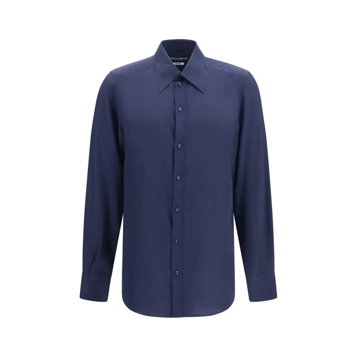Dolce &amp; Gabbana Blue Silk Dress Shirt