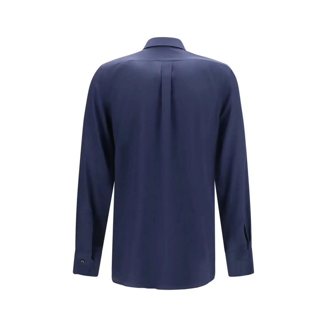 Dolce &amp; Gabbana Blue Silk Dress Shirt