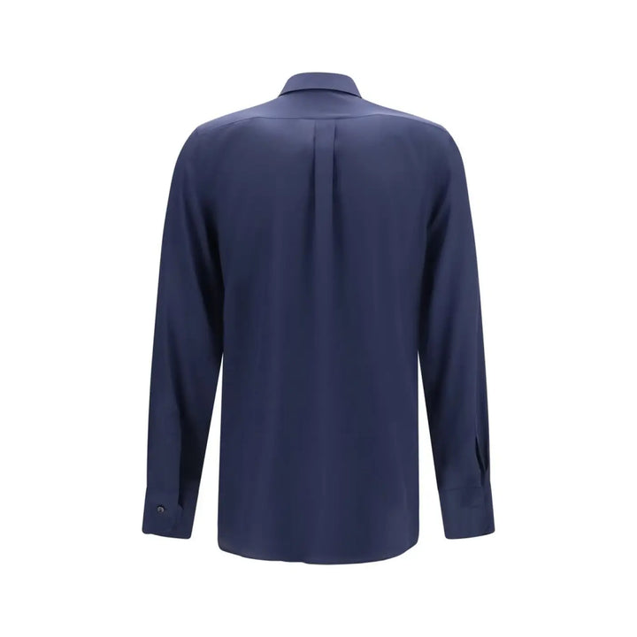 Dolce &amp; Gabbana Blue Silk Dress Shirt