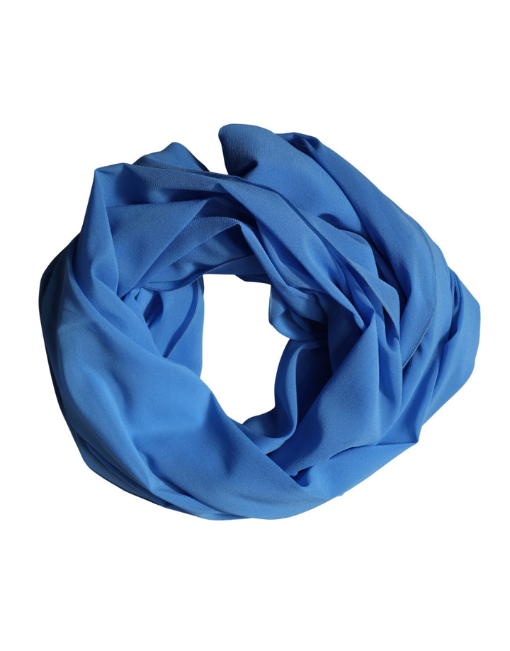 Dolce &amp; Gabbana Blue Silk Neck Wrap Shawl Stole 200cm x 64cm Scarf