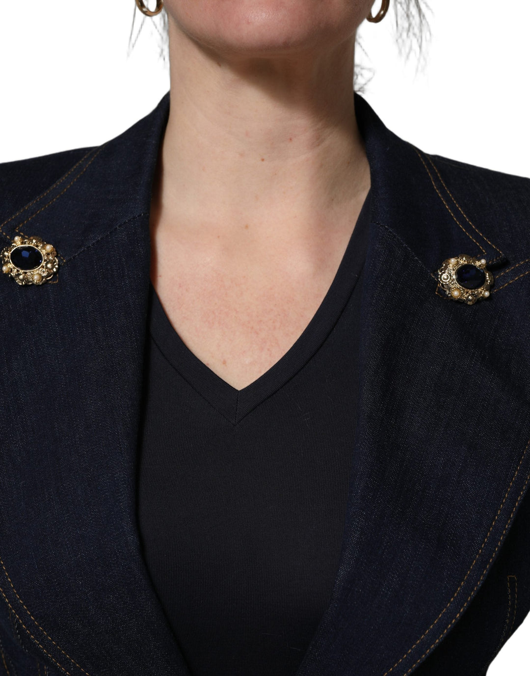Dolce &amp; Gabbana Sport Jackets - Blue Single-Breasted Denim Blazer Jacket