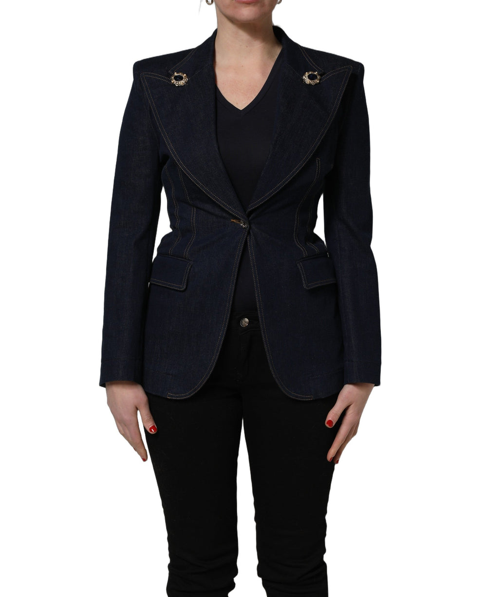 Dolce & Gabbana Sport Jackets - Blue Single-Breasted Denim Blazer Jacket