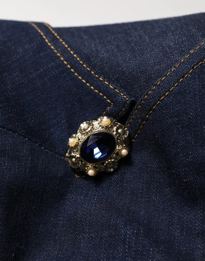 Dolce &amp; Gabbana Blue Single-Breasted Denim Blazer Jacket