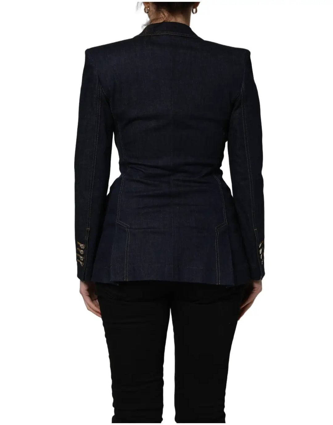 Dolce &amp; Gabbana Blue Single-Breasted Denim Blazer Jacket