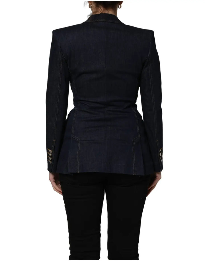 Dolce &amp; Gabbana Blue Single-Breasted Denim Blazer Jacket