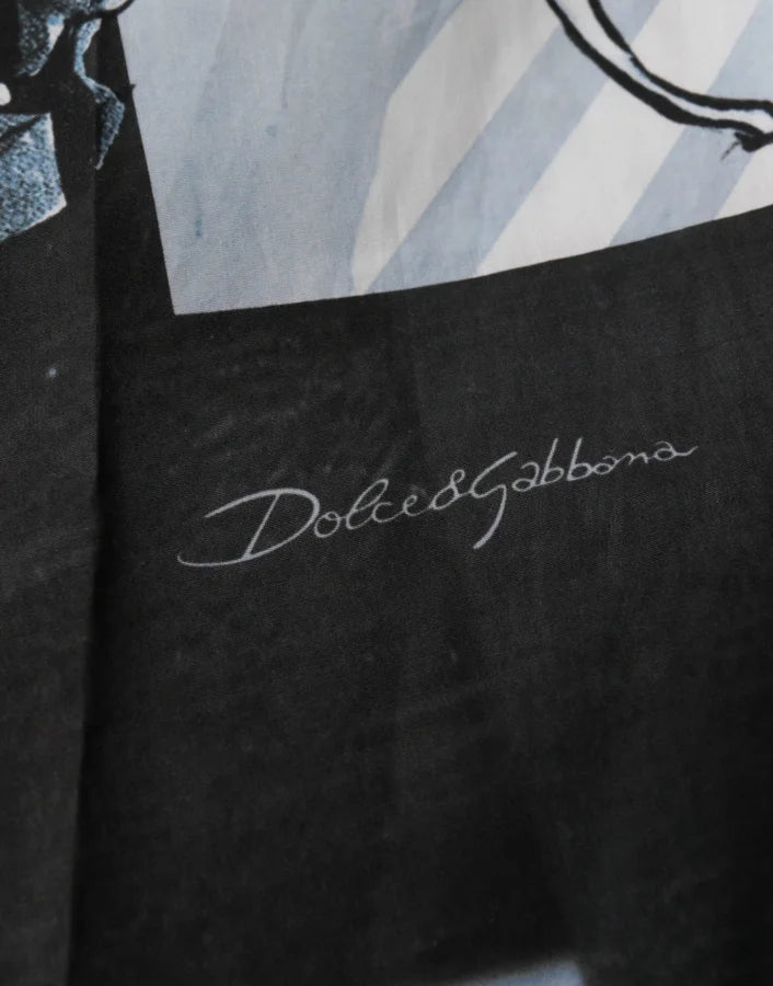 Dolce &amp; Gabbana Blue Statue Print Cotton Mens Shorts