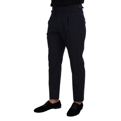 Dolce and Gabbana Blue Striped Men Formal Pants MainLine Collection &