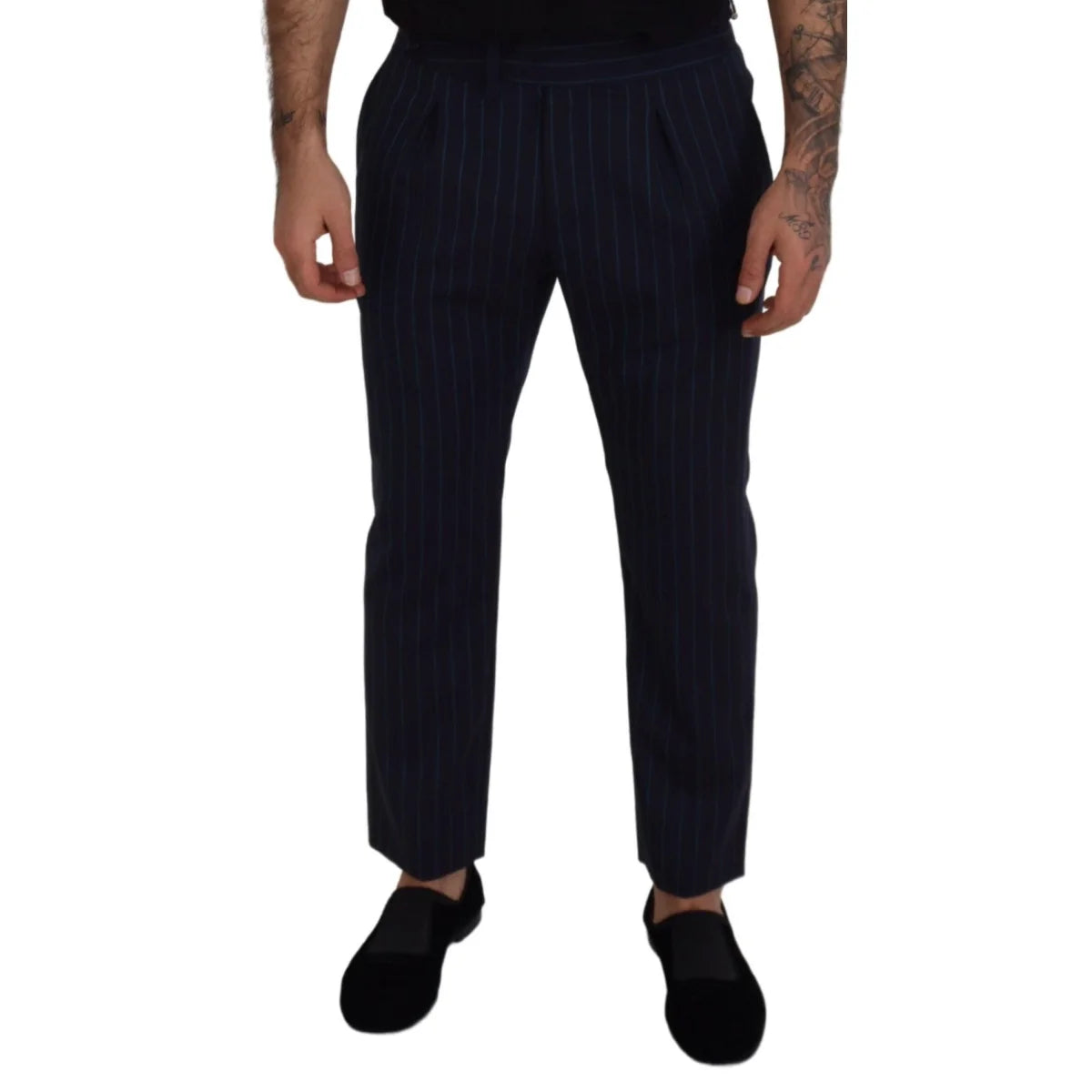 Dolce and Gabbana Blue Striped Men Formal Pants MainLine Collection &