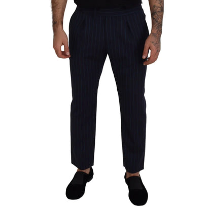 Dolce and Gabbana Blue Striped Men Formal Pants MainLine Collection &