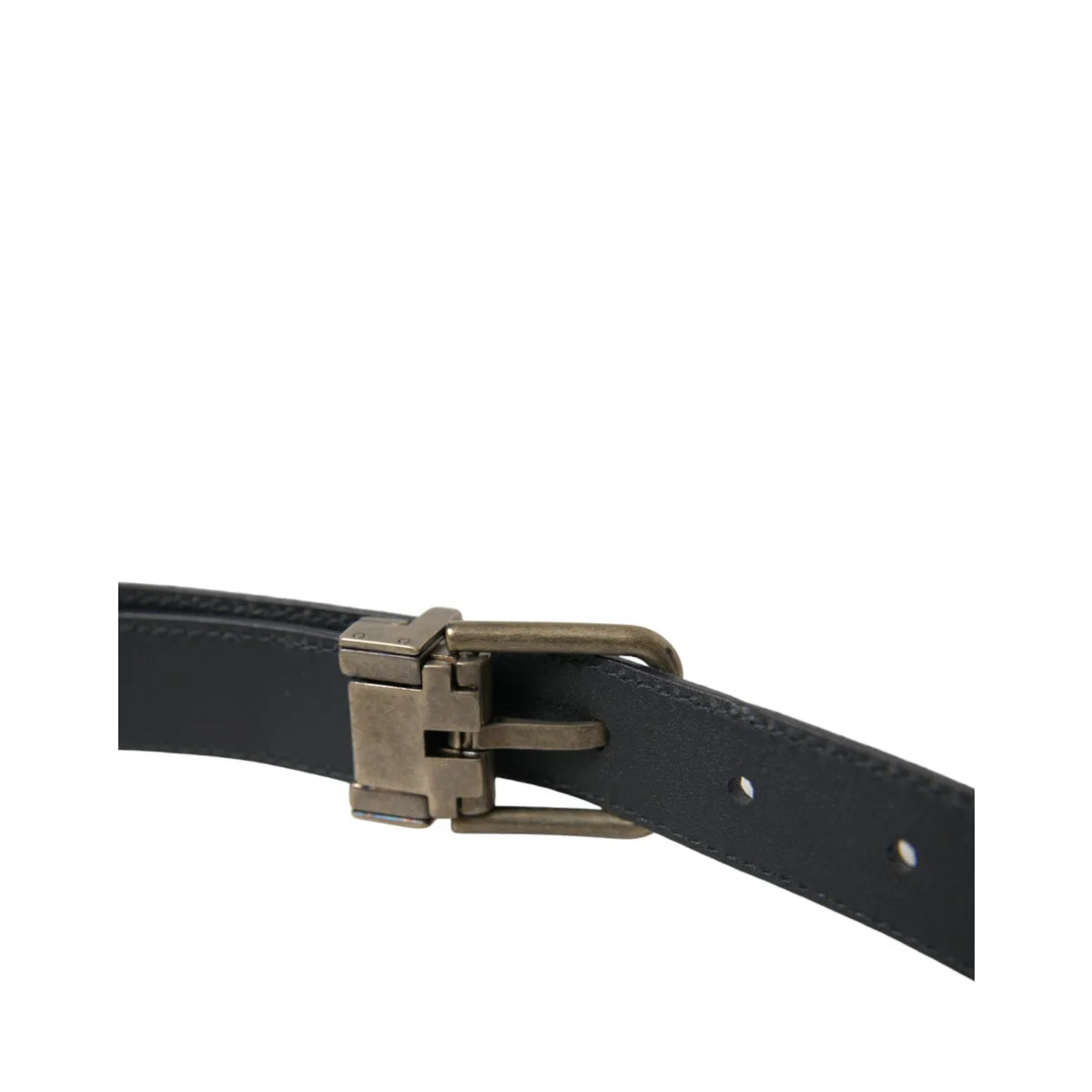 Dolce & Gabbana Blue Suede Leather Gold Metal Buckle Belt