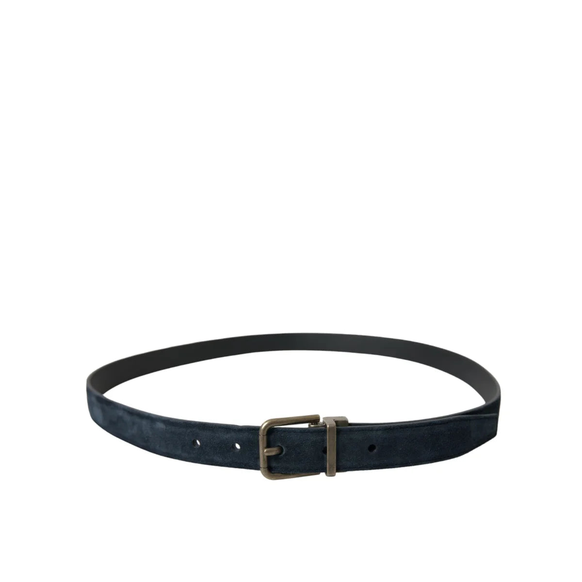 Dolce & Gabbana Blue Suede Leather Gold Metal Buckle Belt