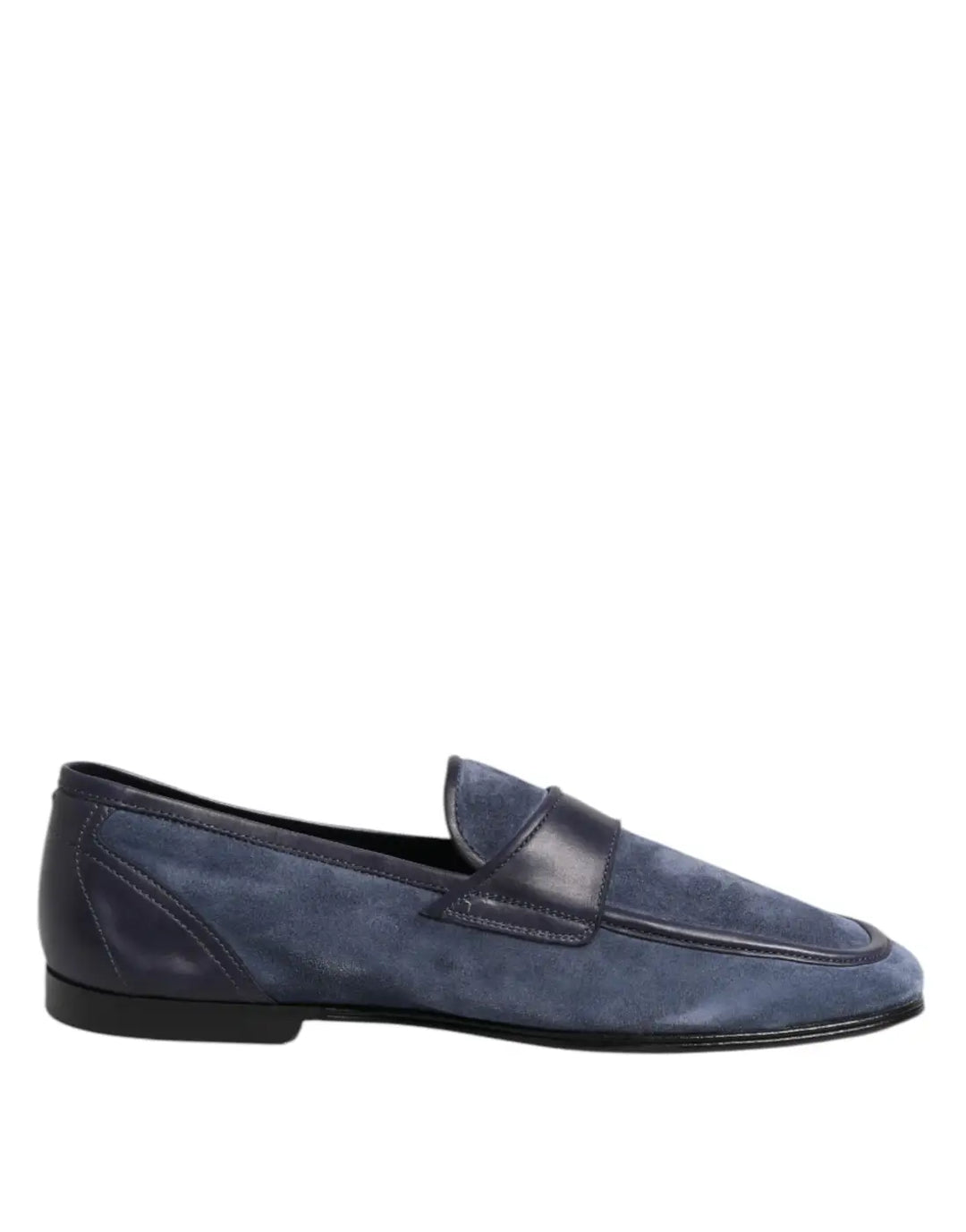 Dolce &amp; Gabbana Blue Suede Leather Loafers Moccasin Shoes