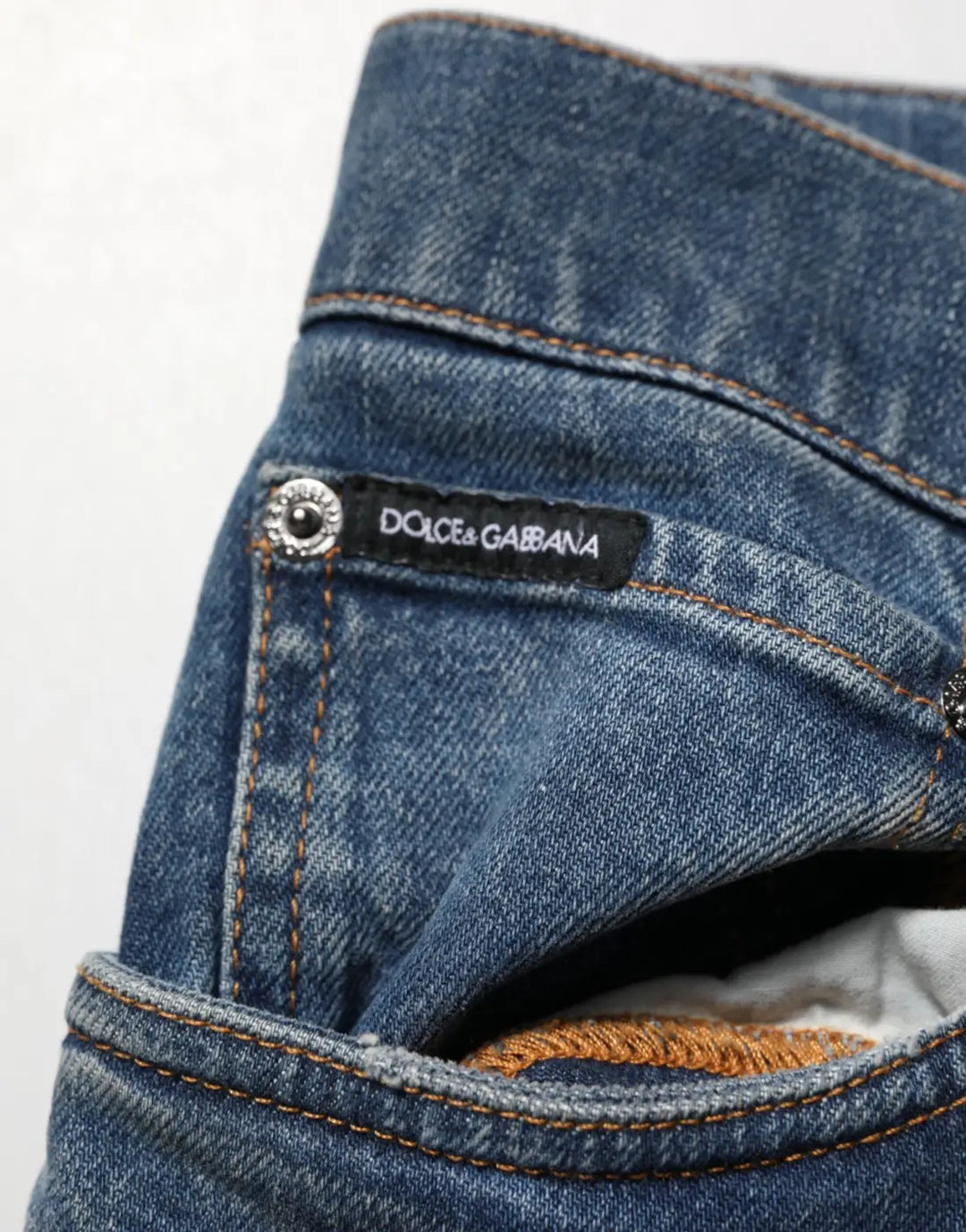 Dolce &amp; Gabbana Blue Tattered Cotton Skinny Men Denim Jeans