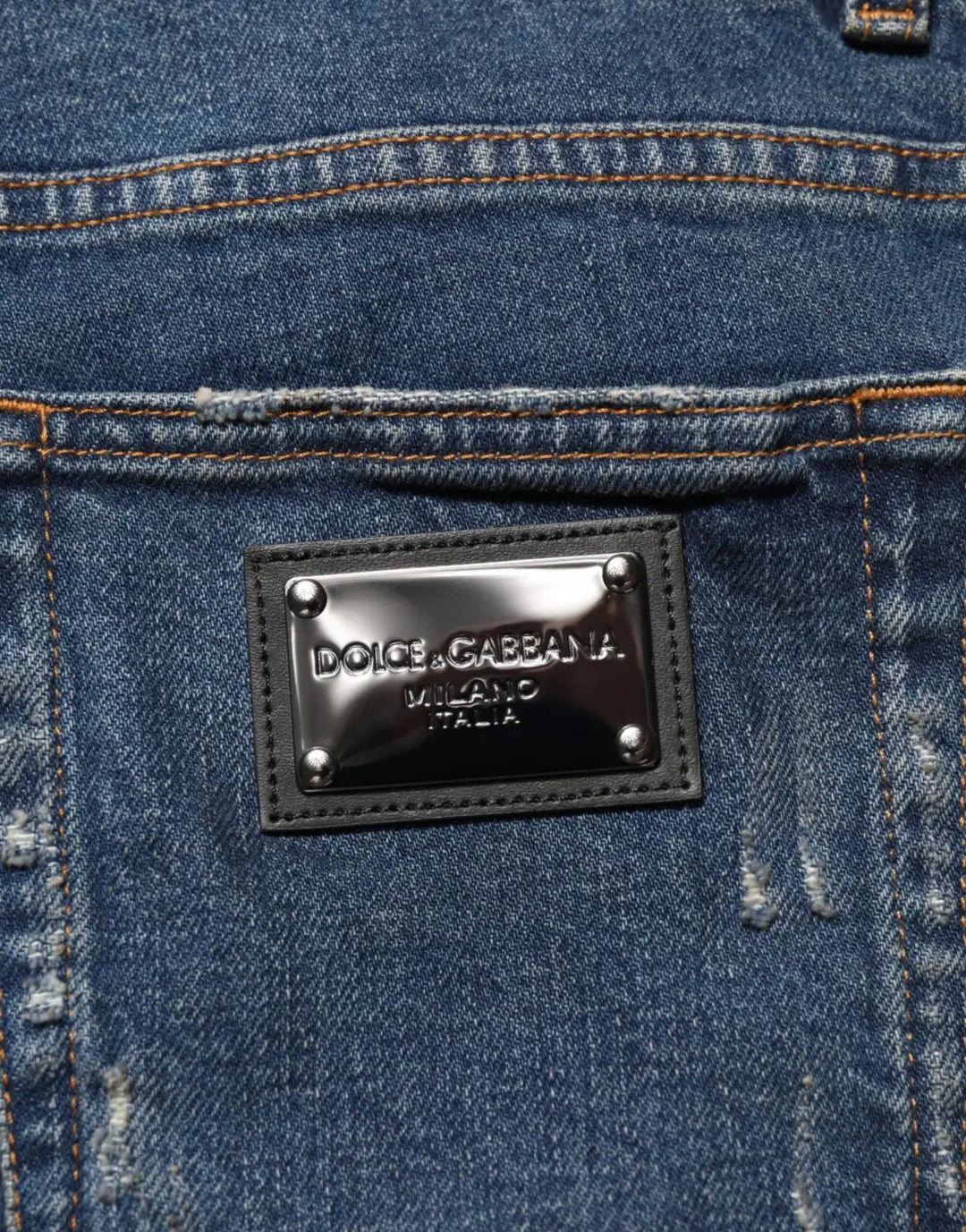 Dolce &amp; Gabbana Blue Tattered Cotton Skinny Men Denim Jeans