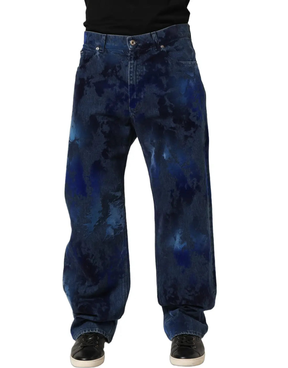 Dolce & Gabbana Blue Tie Dye Cotton Men Straight Denim Jeans