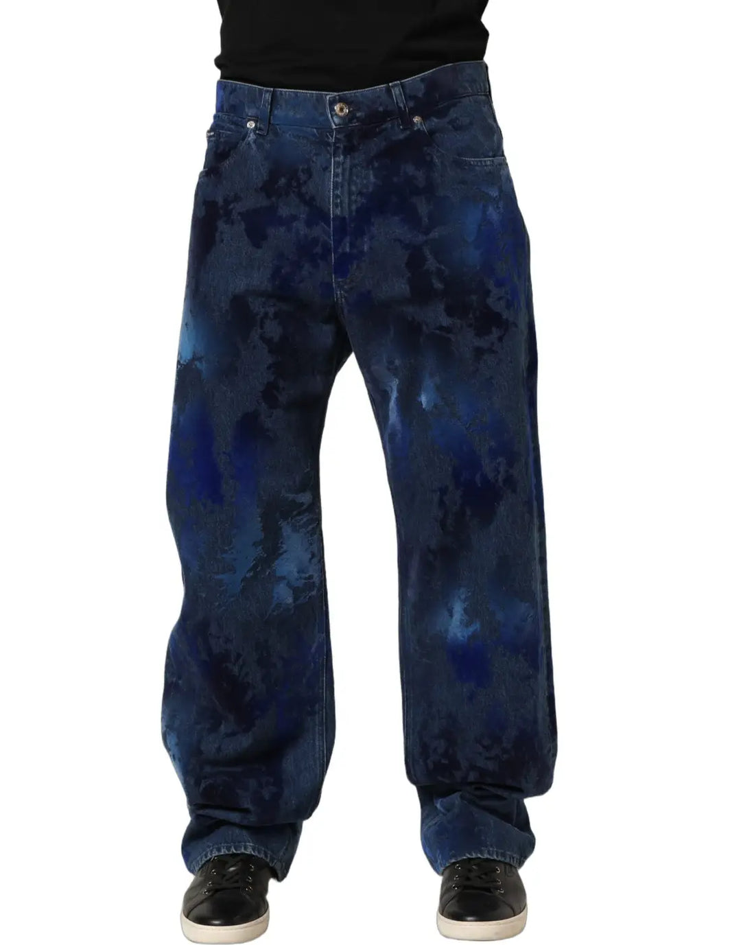 Dolce &amp; Gabbana Blue Tie Dye Cotton Men Straight Denim Jeans