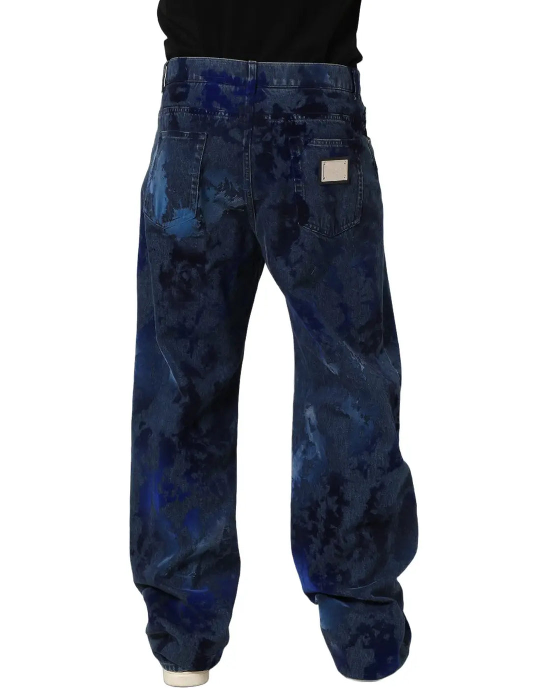 Dolce &amp; Gabbana Blue Tie Dye Cotton Men Straight Denim Jeans