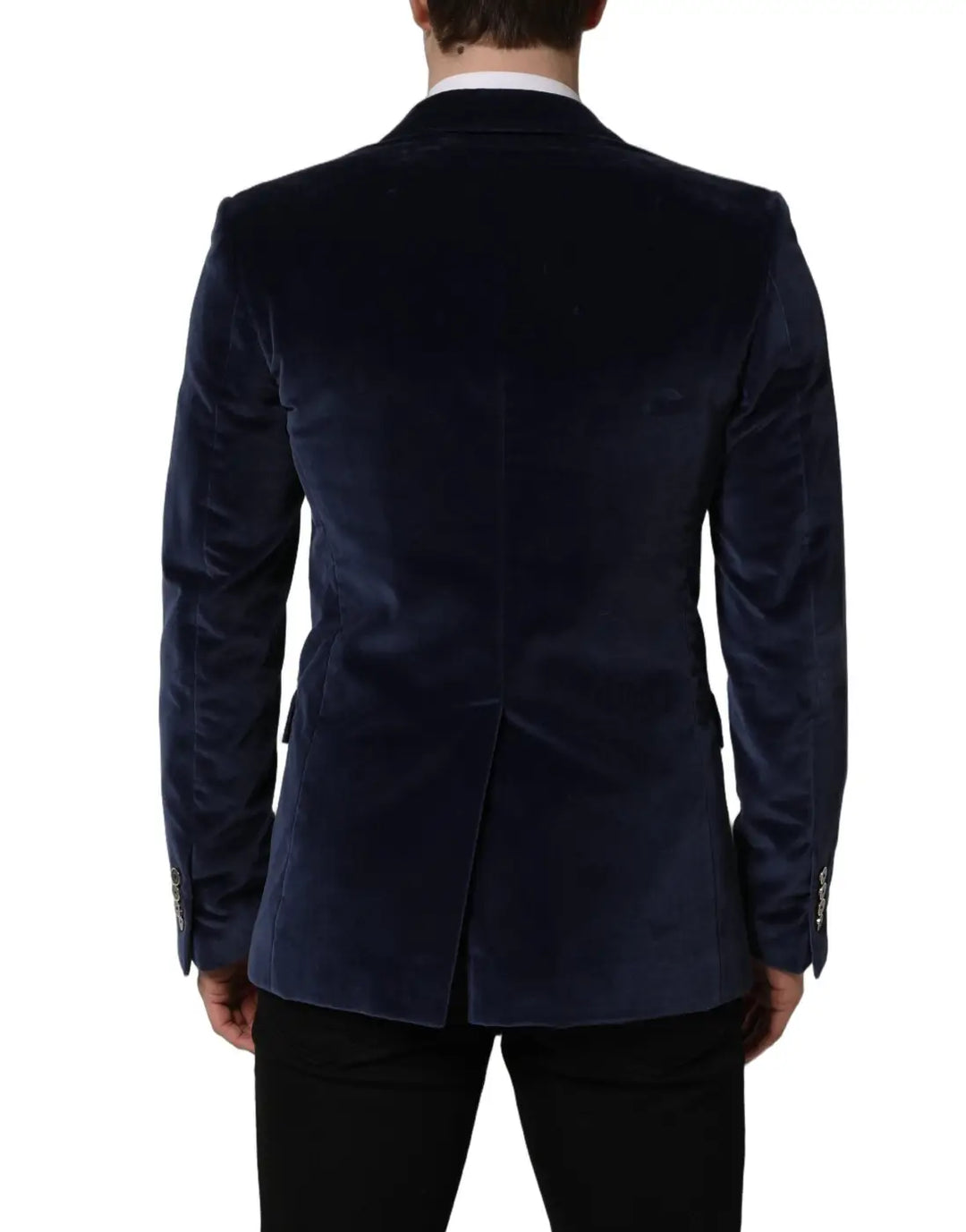 Dolce &amp; Gabbana Blue Velvet Single Breasted Blazer Jacket