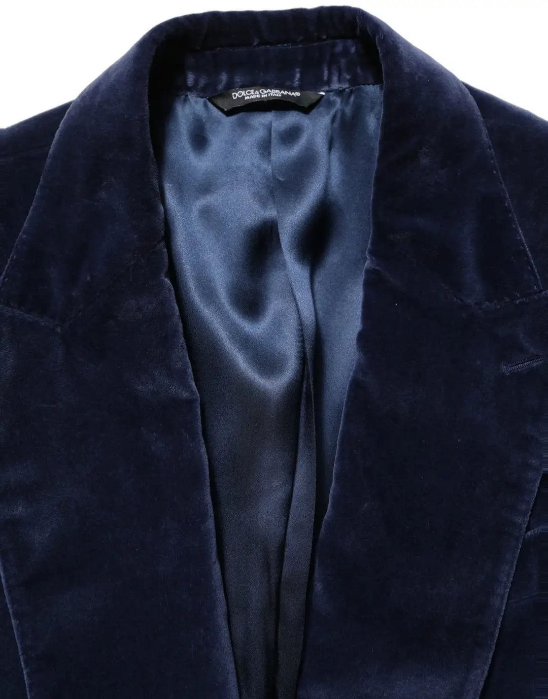 Dolce &amp; Gabbana Blue Velvet Single Breasted Blazer Jacket