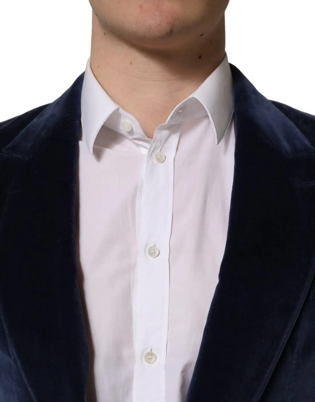 Dolce &amp; Gabbana Blue Velvet Single Breasted Blazer Jacket