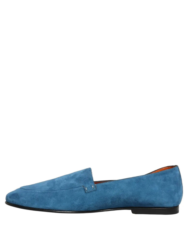 Dolce &amp; Gabbana Blue Velvet Slip On Men Flats Loafers Shoes