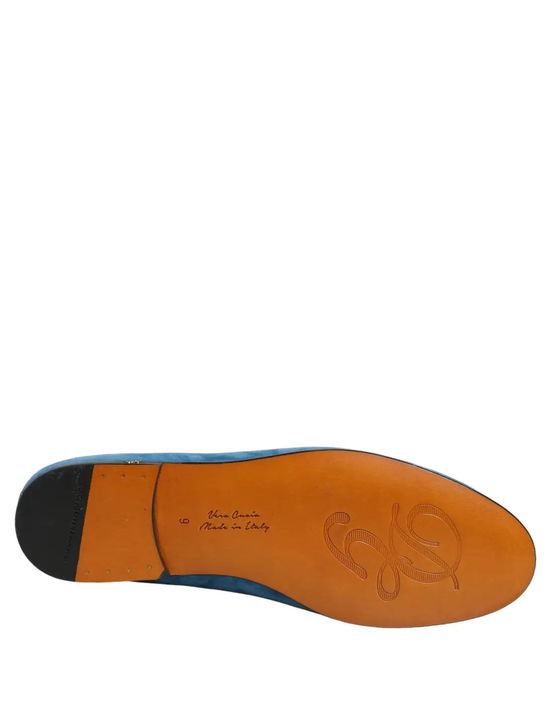 Dolce &amp; Gabbana Blue Velvet Slip On Men Flats Loafers Shoes