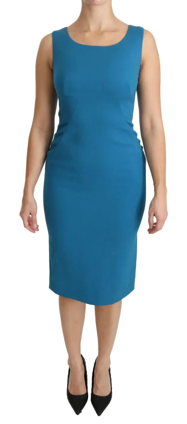 Dolce &amp; Gabbana Blue Virgin Wool Casual Dress