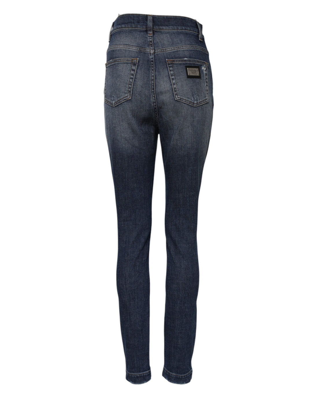 Dolce &amp; Gabbana Blue Washed Cotton High Waisted Denim Jeans