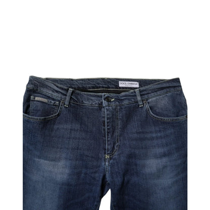 Dolce & Gabbana Blue Washed Cotton Skinny Denim Jeans